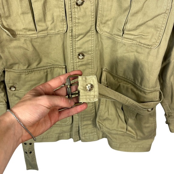 Willis Geiger Outfitters Mens Khaki Utility Safari Jacket Belted Size M - Picture 4 of 6